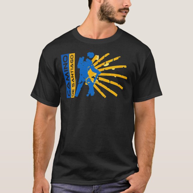 Camino de Santiago. Way of St. James. Hiking logo. T-Shirt (Front)