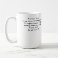 Camino Pilgrim Coffee Mug with a list of Caminos