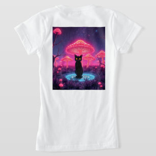 camiseta black cat in the psychedelic world T-Shirt