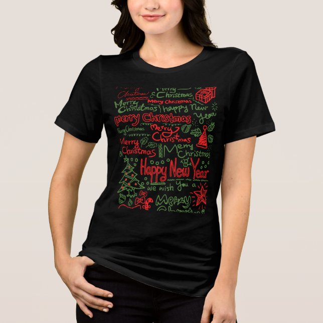 Camiseta blusa feminina de Natal  Tri-Blend Shirt (Front)