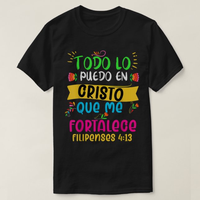 Camiseta cristiana en espanol Versiculo Spanish Ch T-Shirt (Design Front)