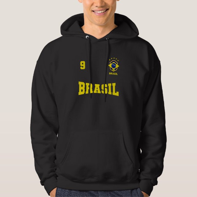Camiseta do Brasil 2022 Azul número 9 Hoodie (Front)