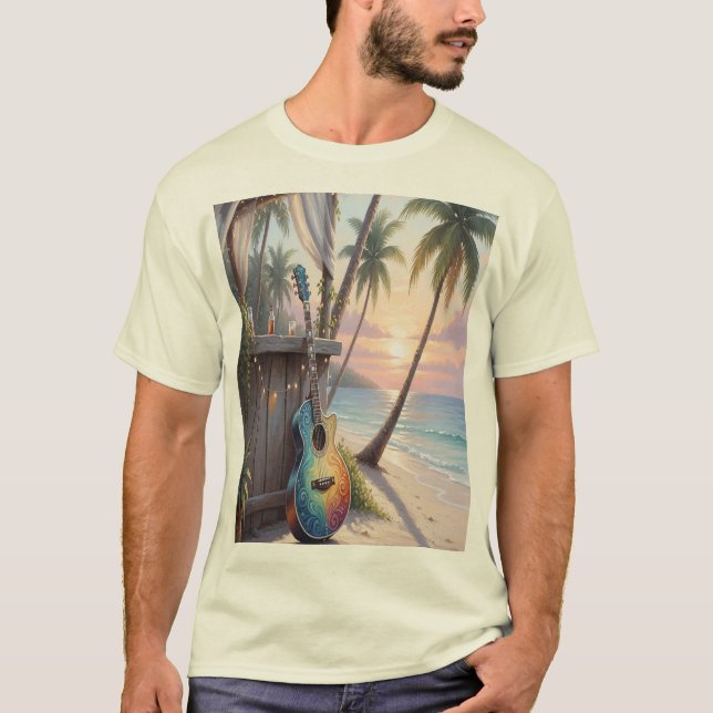 Camiseta guitarra en la playa  T-Shirt (Front)