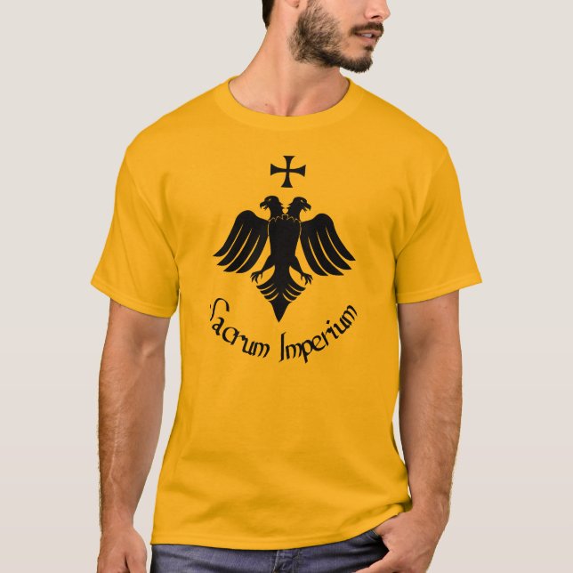 camiseta Sacro Império com águia bicéfala e cruz T-Shirt (Front)