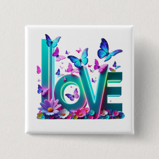 Camiseta Vibrant Love and Butterflies – Colorful F 15 Cm Square Badge