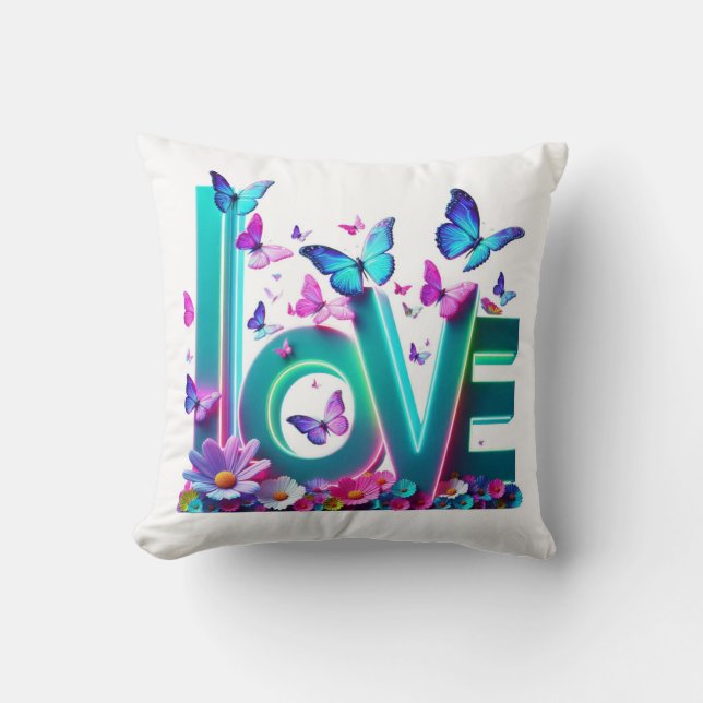 Camiseta Vibrant Love and Butterflies – Colorful F Cushion (Front)