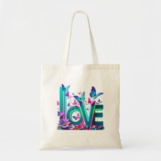 Camiseta Vibrant Love and Butterflies – Colorful F Tote Bag