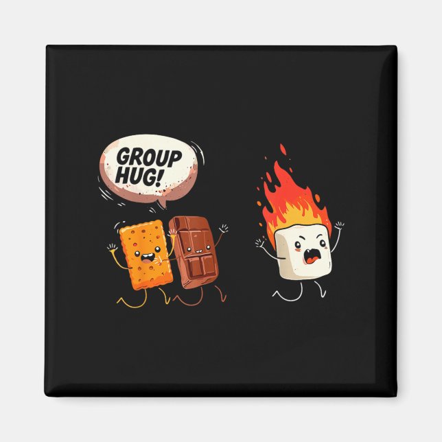 Camng Group Hug Smores Marshmallow Campfire Humour Magnet (Front)