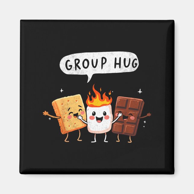 Camng Group Hug Smores Marshmallow Campfire Humour Magnet (Front)