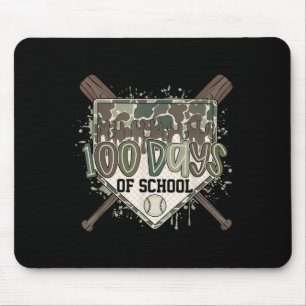 Camo 100 Days Of School Baseball Home Plate Drip B Mouse Pad