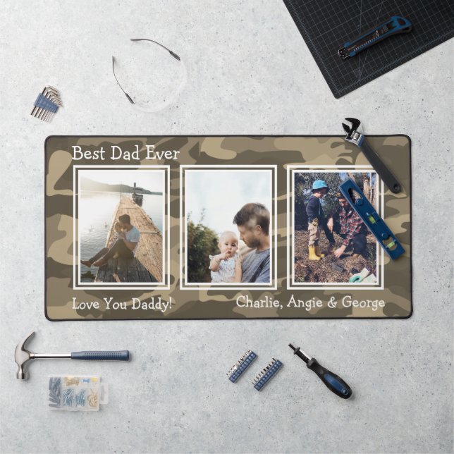 Camo 3 Photo Best Dad Ever Desk Mat (Workstation)