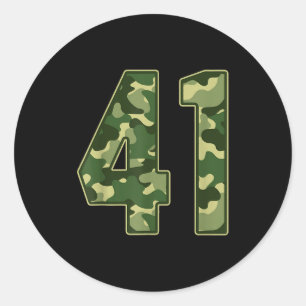 Camo #41 Jersey Number 41 Uniform Fan Favorite Pla Classic Round Sticker