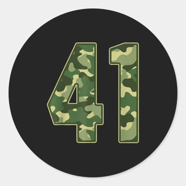 Camo #41 Jersey Number 41 Uniform Fan Favorite Pla Classic Round Sticker (Front)
