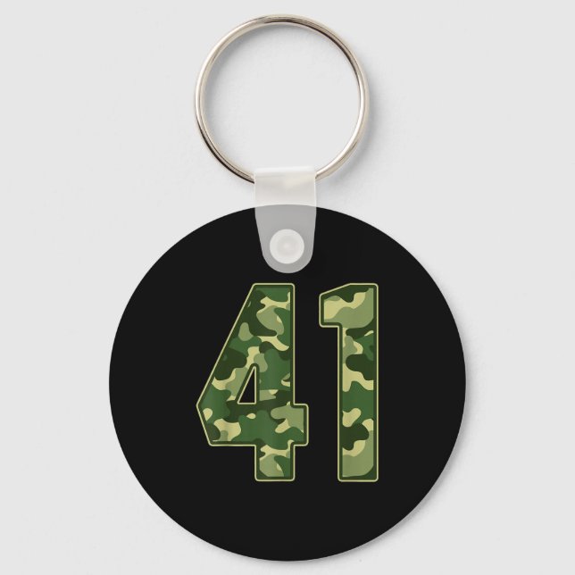 Camo #41 Jersey Number 41 Uniform Fan Favorite Pla Key Ring (Front)