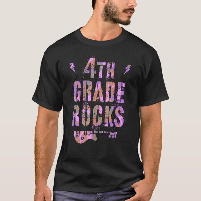 Camo 4th Grade Rocks Teacher I Teach Fourth Gr Roc T-Shirt (Front)