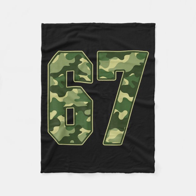 Camo #67 Jersey Number 67 Uniform Fan Favorite Pla Fleece Blanket (Front)