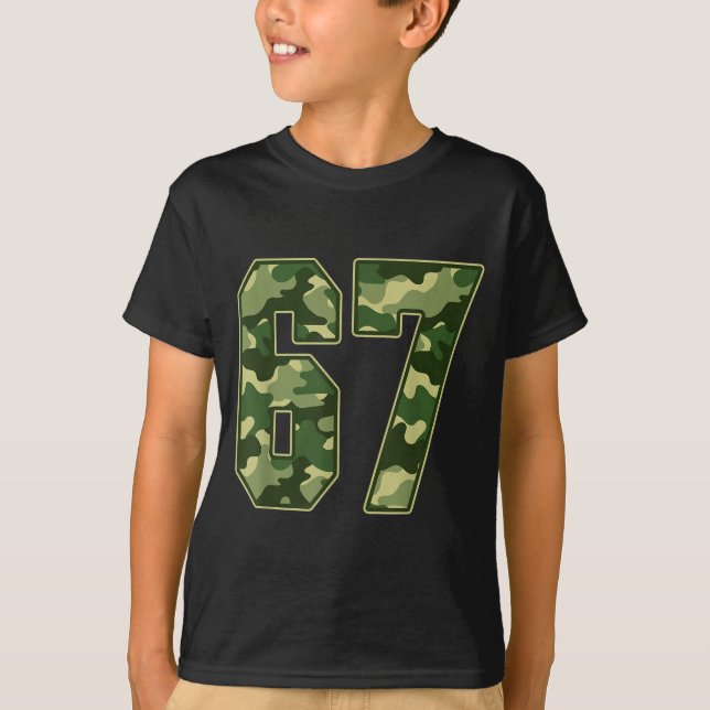 Camo #67 Jersey Number 67 Uniform Fan Favorite Pla T-Shirt (Front)