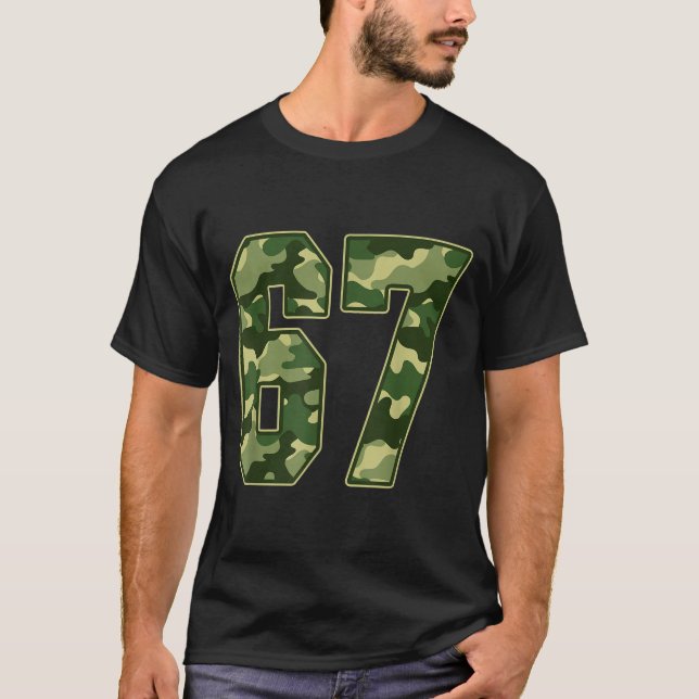 Camo #67 Jersey Number 67 Uniform Fan Favorite Pla T-Shirt (Front)