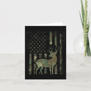 Camo American Flag Buck Hunting Gift For Deer Hunt Card