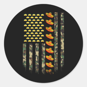 Camo American Flag Camouflage Cinco De Mayo Sombre Classic Round Sticker