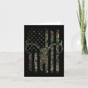 Camo American Flag Deer Skull Elk Hunting Usa Hunt Card