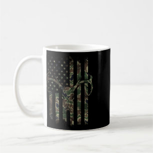 Camo American Flag Deer Skull Elk Hunting Usa Hunt Coffee Mug