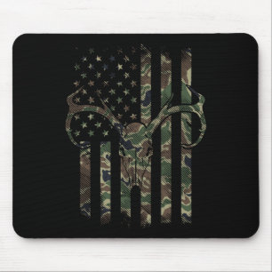Camo American Flag Deer Skull Elk Hunting Usa Hunt Mouse Pad