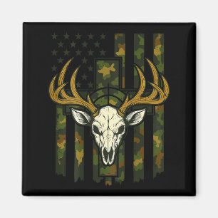 Camo American Flag Elk Skull Deer Hunting Youth Bo Magnet