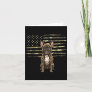 Camo American Flag French Bulldog 4th of July Dog Card