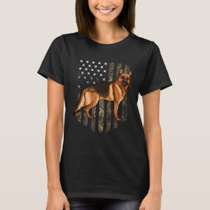 Camo American Flag German Shepherd 4th Of July USA T-Shirt