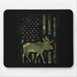 Camo American Flag Moose Hunting Gift For Hunter M Mouse Pad