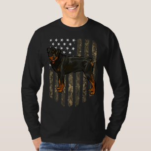 Camo American Flag Rottweiler 4th Of July Usa T-Shirt
