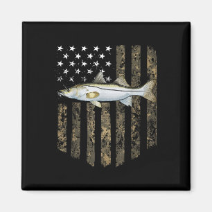 Camo American Flag Snook Fishing 4th Of July  Magnet