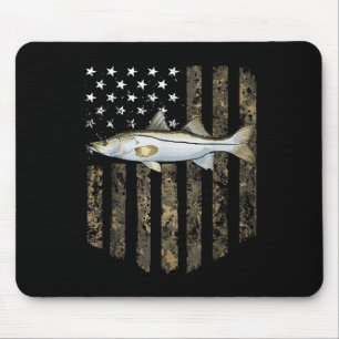 Camo American Flag Snook Fishing 4th Of July  Mouse Pad