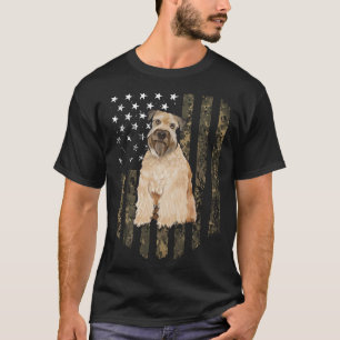 Camo American Flag Soft Coated Wheaten Terrier 4th T-Shirt