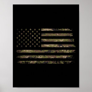 Camo American Flag Usa Camouflage Men Boys Women G Poster