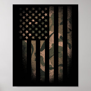 Camo American Flag Usa Military Tactical Camouflag Poster