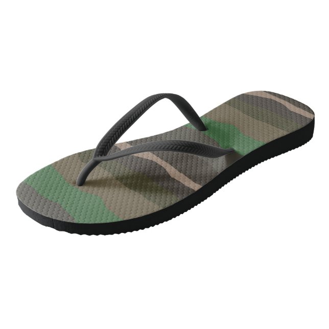 Camo and Green abstract Stripes Jandals (Angled)