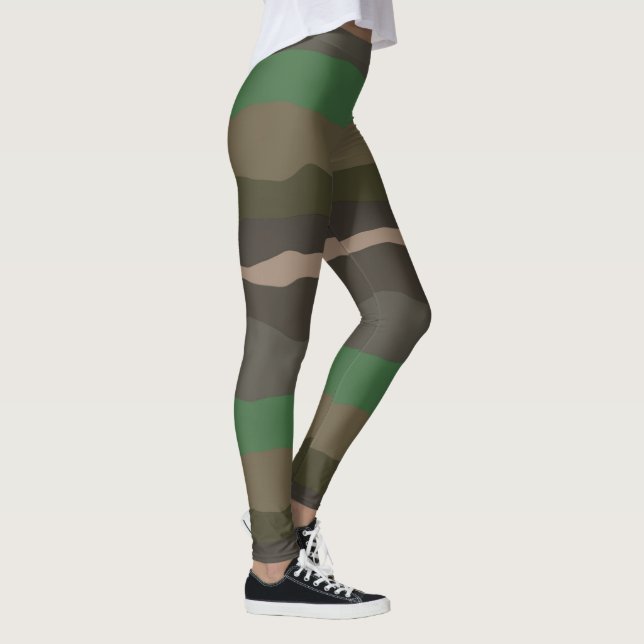 Camo and Green abstract Stripes Leggings (Right)