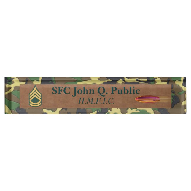 Camo and Leather Desk Nameplate (Front)