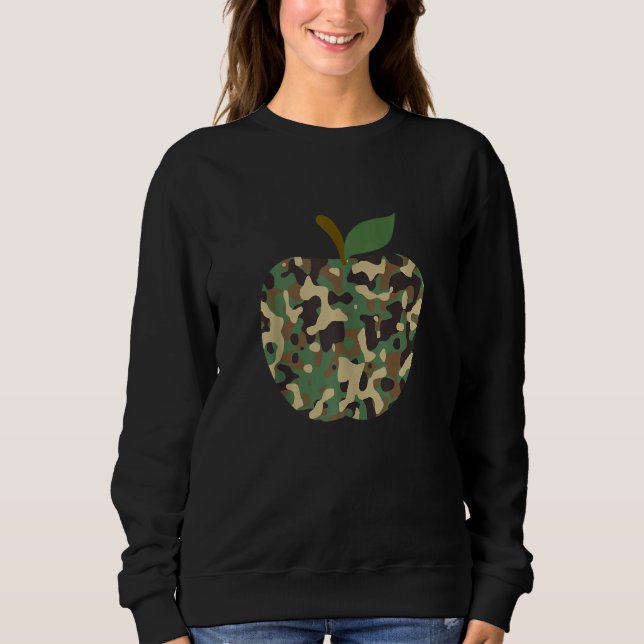 Camo Apple First Day Of School Teaching Team Sweatshirt (Front)