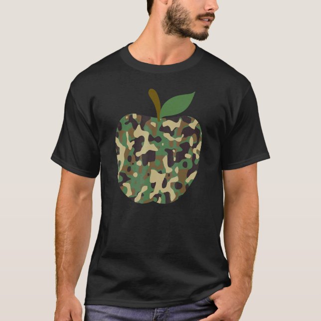 Camo Apple First Day Of School Teaching Team T-Shirt (Front)