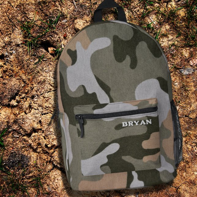Camo Army Green Boys Name Backpack (Creator Uploaded)