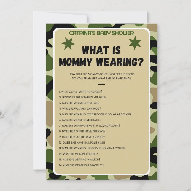 Camo Baby Shower - Editable Name, 5x7 Invitation (Front)