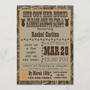 Camo Bachelorette Party Invitation Orange