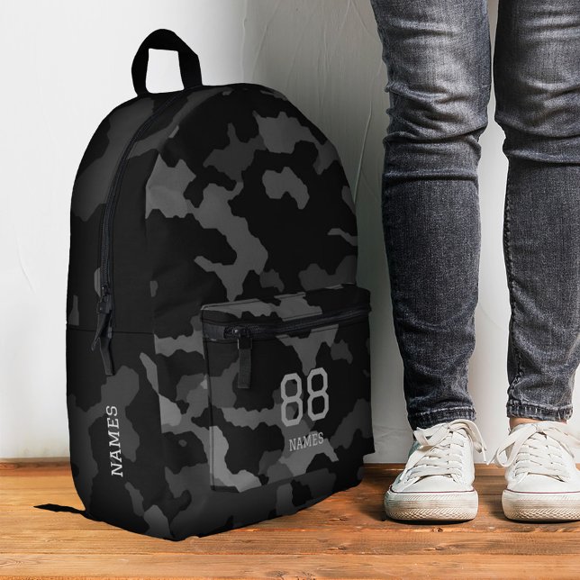 Camo Back to School Camouflage Black Grey Modern  Printed Backpack (Camo Back to School Camouflage Black Grey Modern Printed Backpack
)