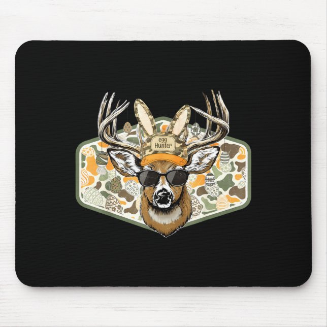 Camo Backward Cap Deer Buck Easter Egg Hunter Boy Mouse Pad (Front)