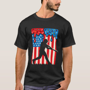 Camo Baseball USA Flag Baseball Lover 4th of July T-Shirt