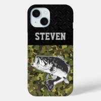 Camo Bass Fishing Name Men Sports Largemouth Case-