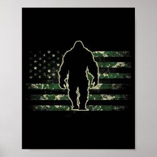 Camo Big Foot Sasquatch - Vintage Bigfoot USA Poster